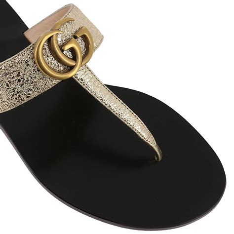 gucci gold pearl sandals|Gucci gold sandals flat.